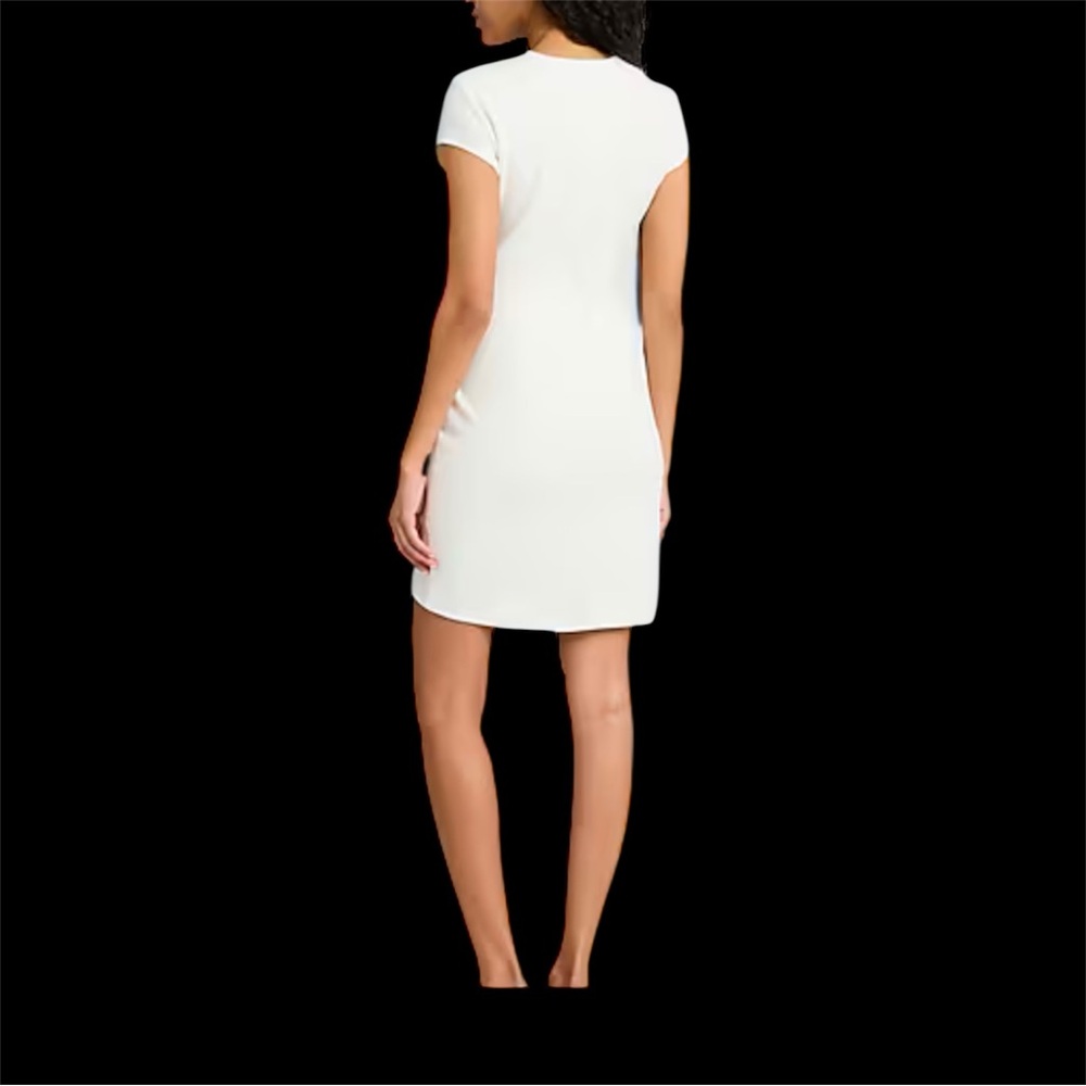 Express Crew Neck Cap Sleeve Tie Wrap Mini Sheath Dress - Picture 3 of 7